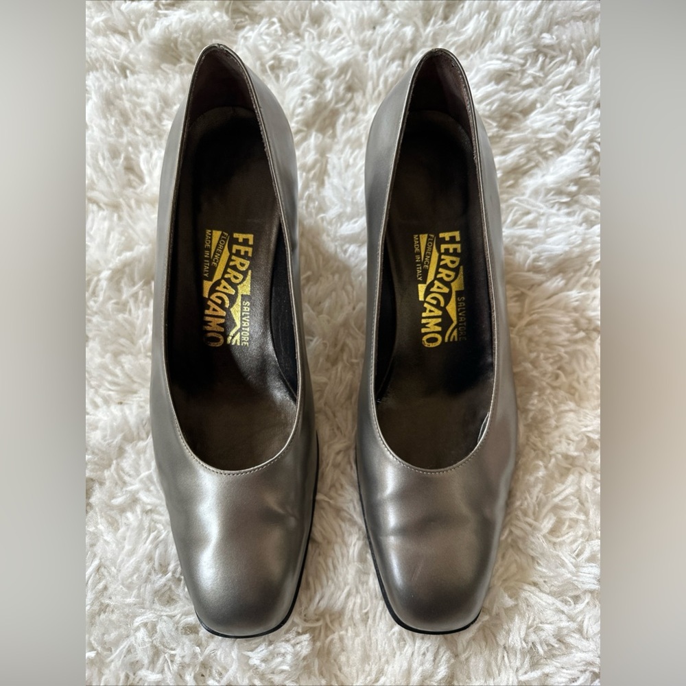 Salvatore Ferragamo Leather Square Toe Pumps
